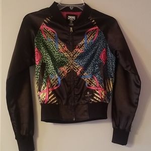 Lady Crooks Black Satin Bomber Jacket